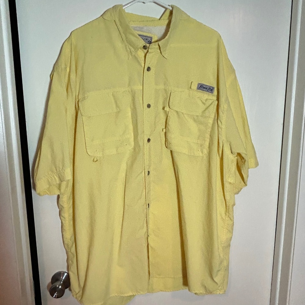 Bimini Bay Outfitters Mens 3XL Yellow Short Sleeve‎ Fishing Shirt Sun Protection